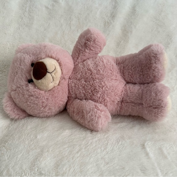 Aurora Pink Hugga Wug Teddy Bear 13” White Soft Plush Toy Stuffed Animal - Picture 5 of 6